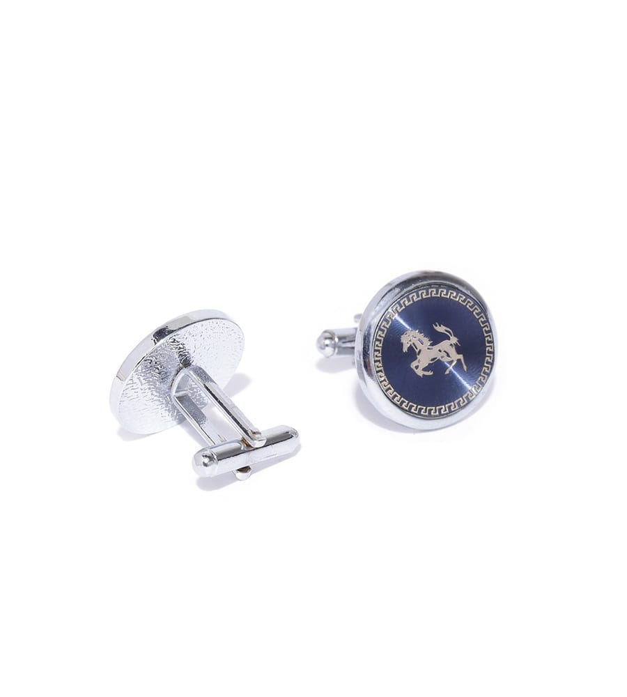 YouBella Jewellery Valentine Gifts for Men Latest Stylish Horse Silver Blue Formal Cuff Links Cufflinks Set for Men